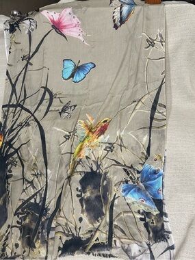 Mary Francis Soft Scarf,Shawl, Bathing Suit Cover-up Butterflies & Humming Birds